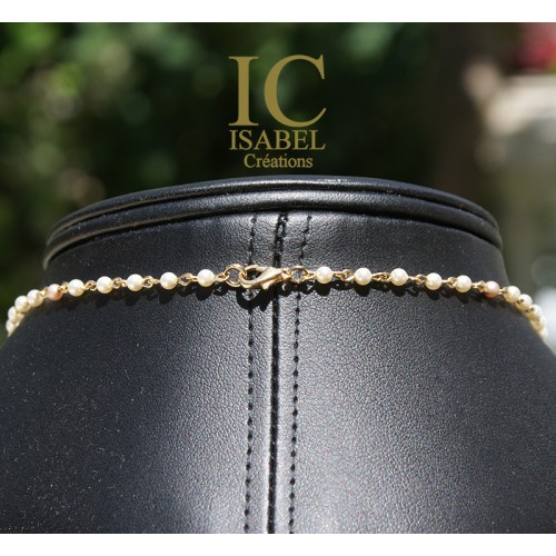 Collier Mini Chapelet Perle de Cristal Nacré