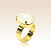 Bague Cabochon Ovale Cristal Opale Blanche