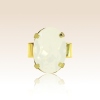 Bague Cabochon Ovale Cristal Opale Blanche