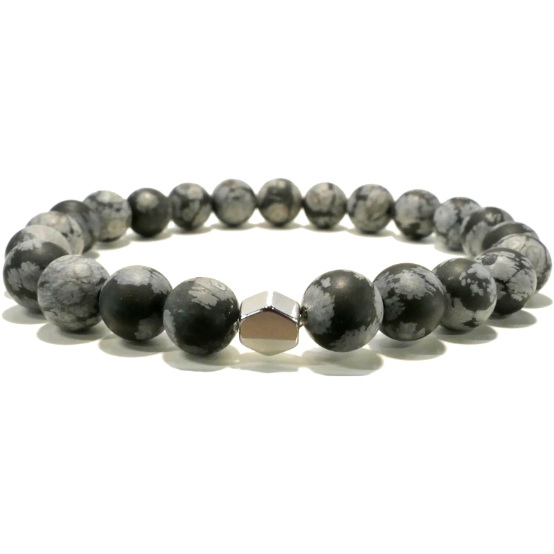 Bracelet Obsidienne Neige Mat Homme