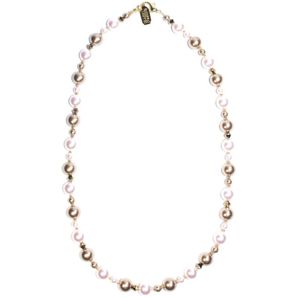 Collier Perle Rose et Bronze de Cristal Nacré