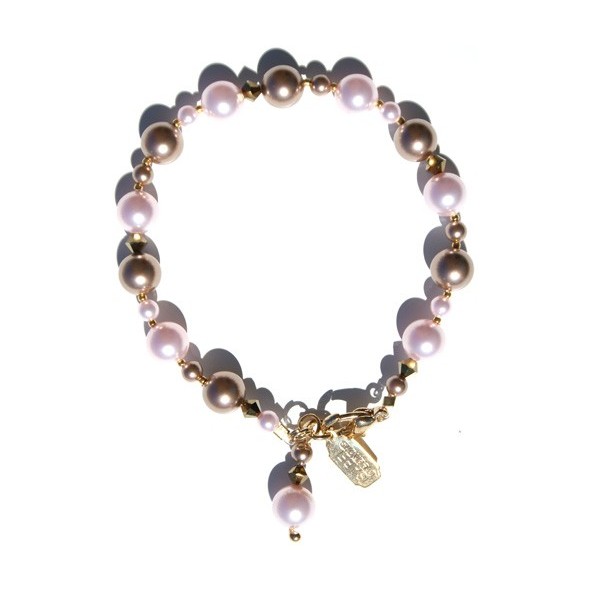 Pink and Bronze Pearl Crystal Bracelet