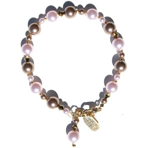 Pink and Bronze Pearl Crystal Bracelet