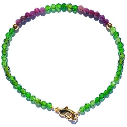 Bracelet Tsavorite & Rubis pierres fines