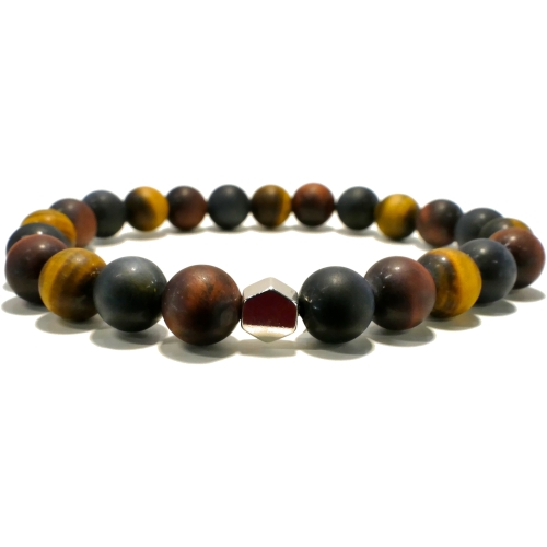 Bracelet 3 Oeil de Tigre Taureau Faucon Mat Homme