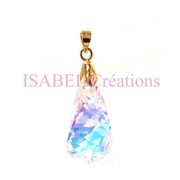 Pendentif Goutte Torsadé Cristal Aurore Boréale