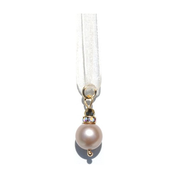 Pendentif Perle Champagne de Cristal Nacré