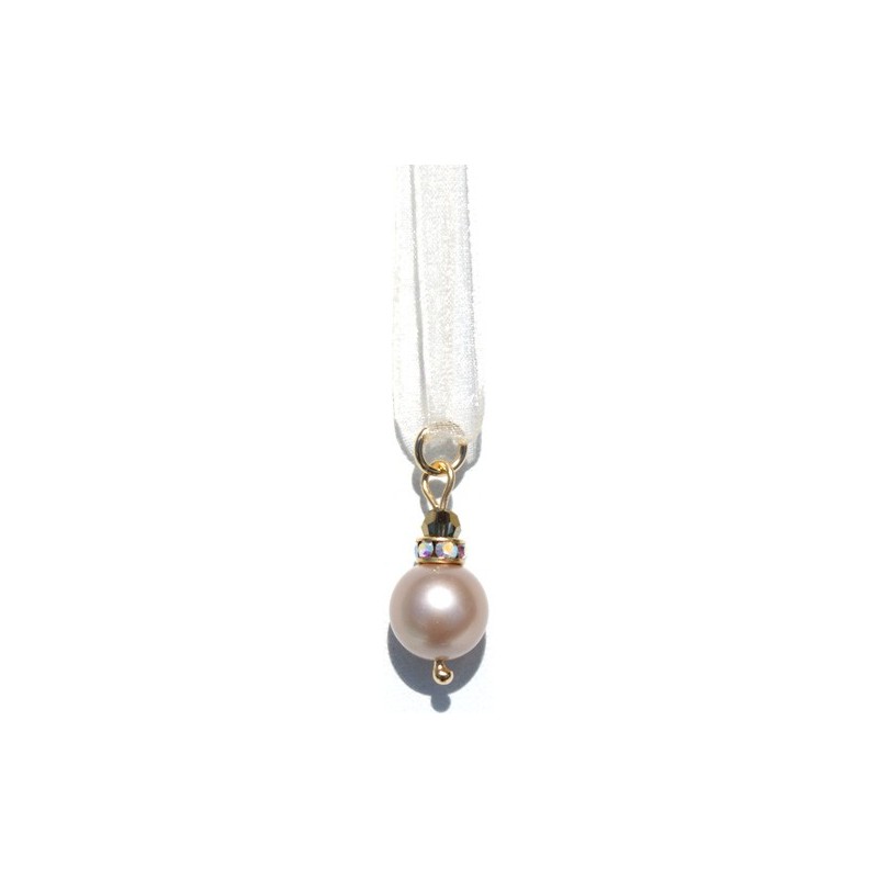 Pendentif Perle Champagne de Cristal Nacré