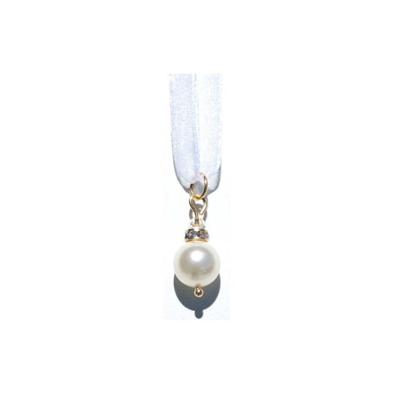 Pendentif Perle Blanche de Cristal Nacré