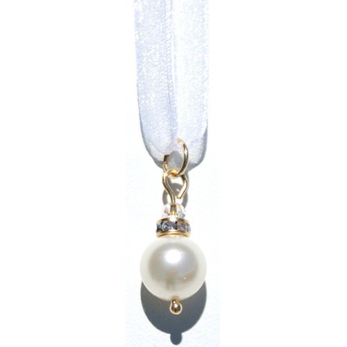 Pendentif Perle Blanche de Cristal Nacré